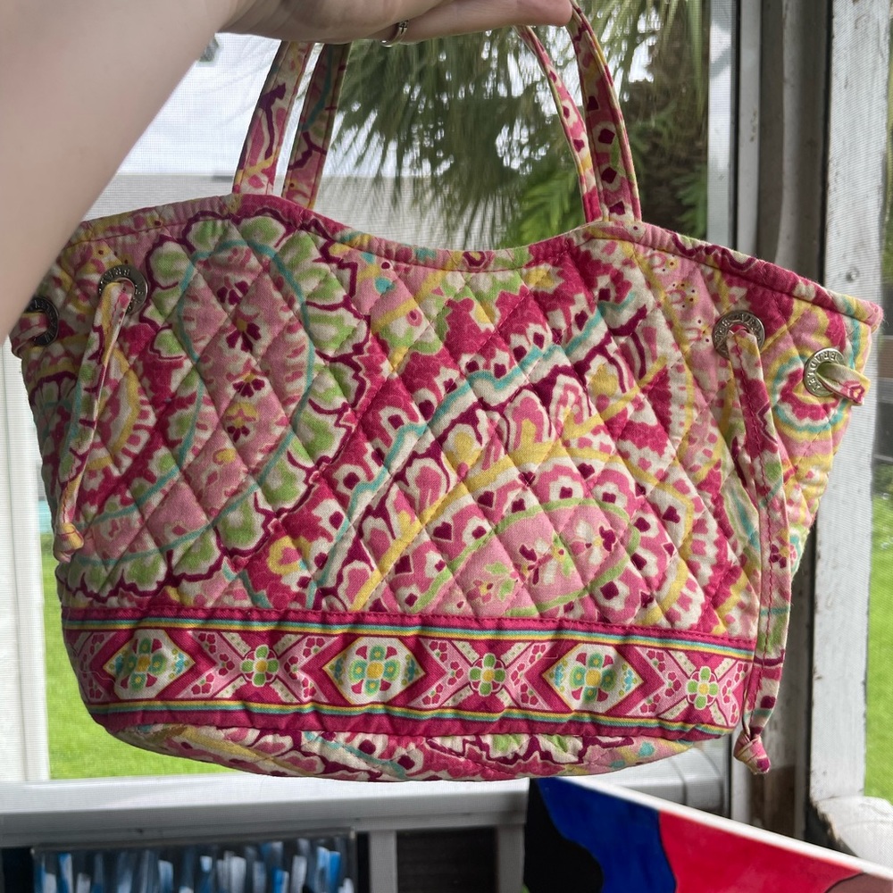 pink Vera Bradley purse very colorful no stains 1 pocket inside.
